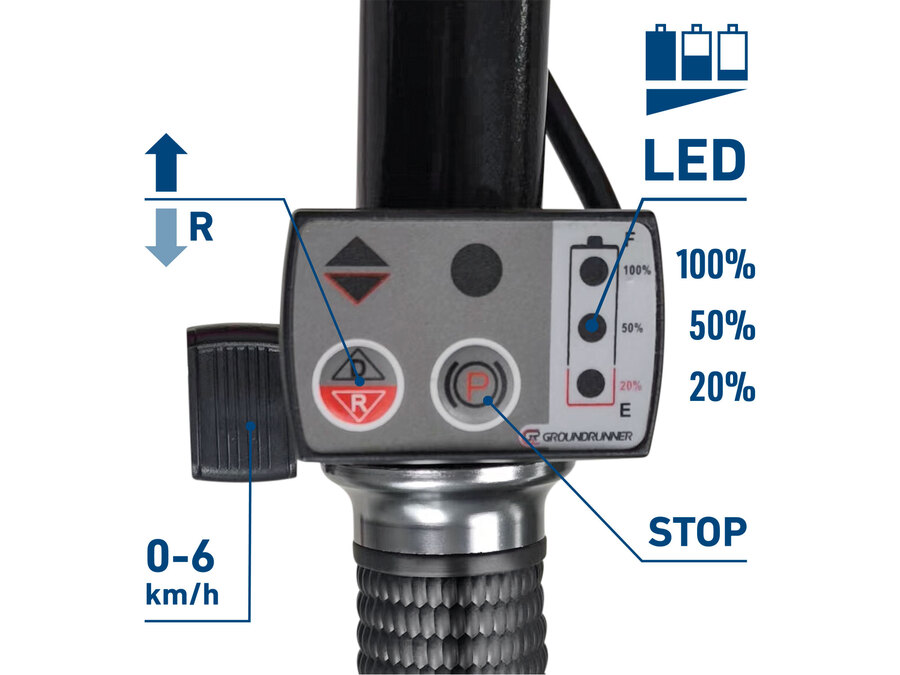 Akkus talicska, 24V, 1 db ólomsavas akku, 1db töltő, 12000 mAh, max.150 kg, direktmeghajtású